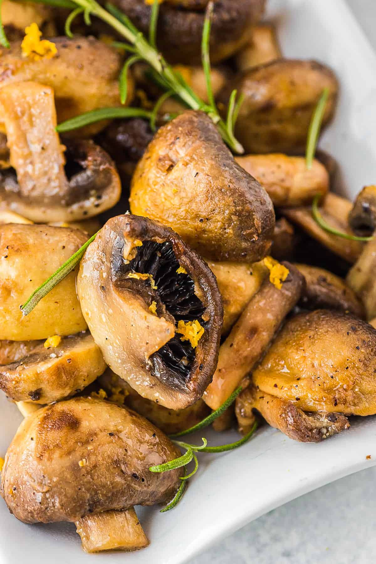 cooked air fryer mushrooms