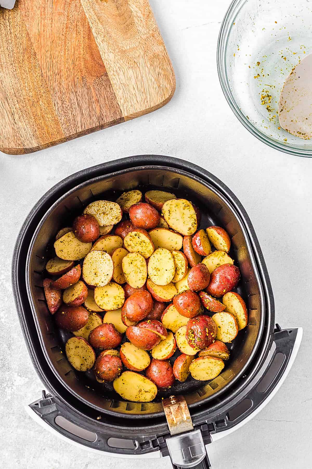 uncooked red potatoes before air frying