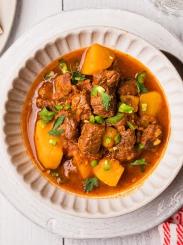 a bowl of carne guisada mexican beef stew