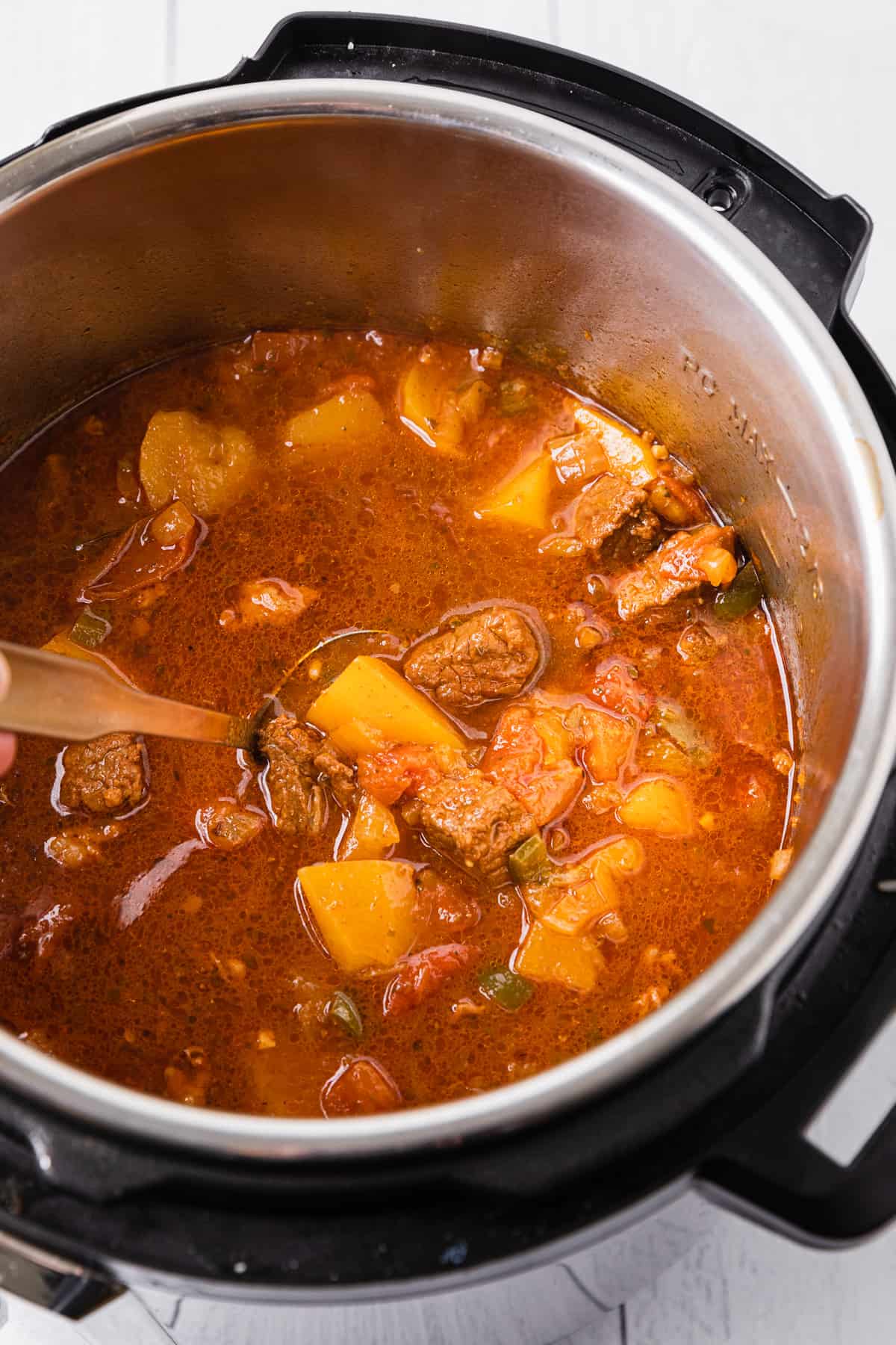 carne guisada after cooking in the instant pot