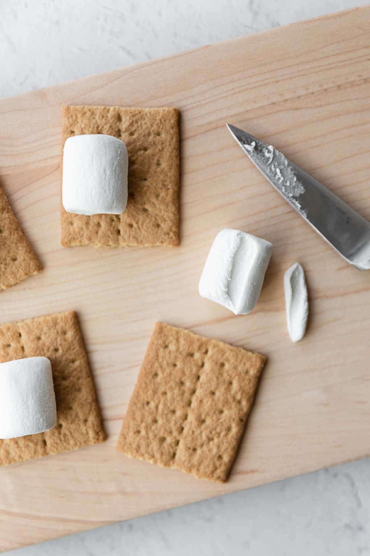 slicing the edge off a marshmallow