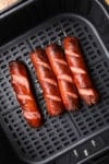 cooked hot dogs in air fryer basket
