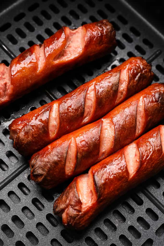 hot dogs after cooking in an air fryer