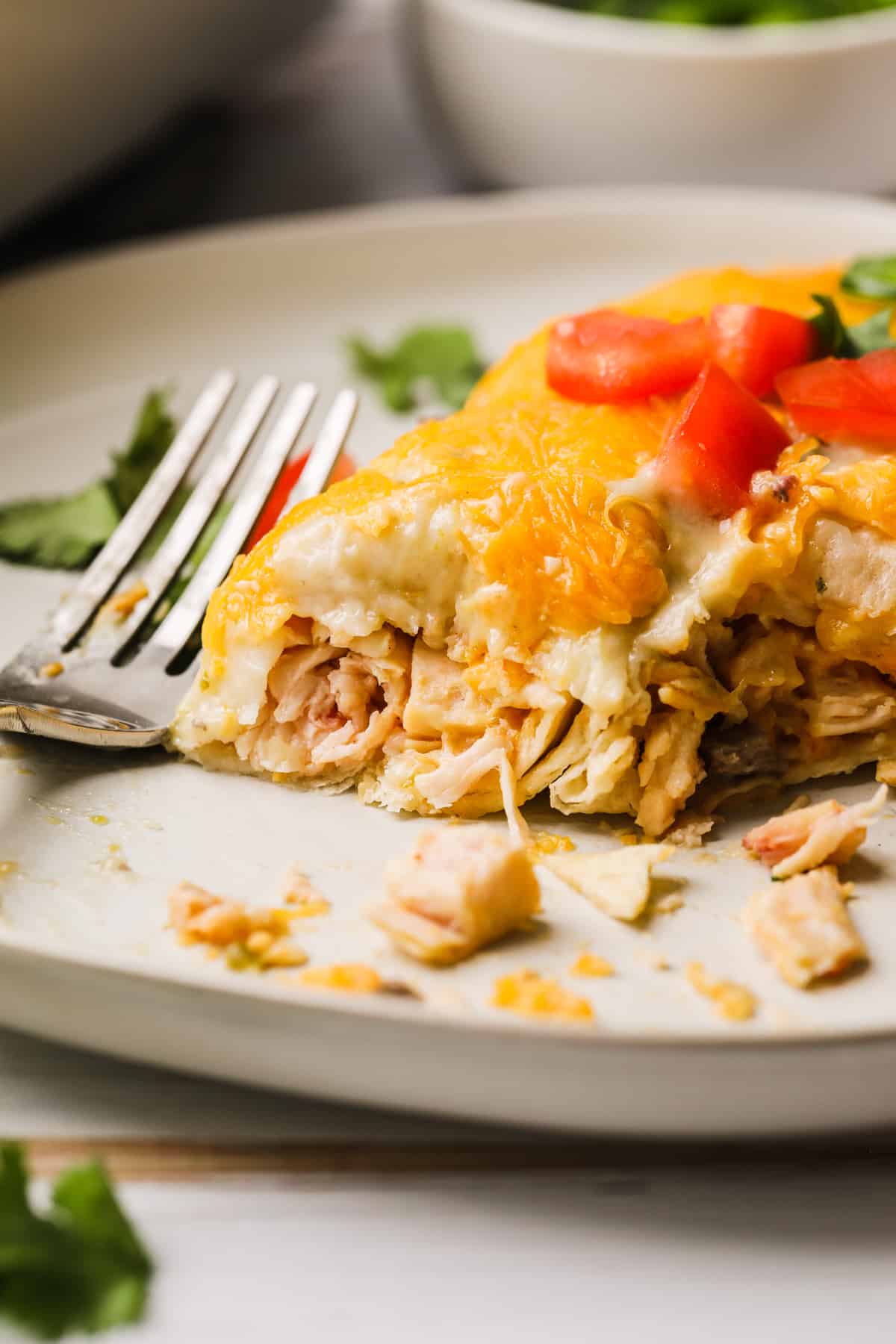 partially eaten enchiladas on a plate