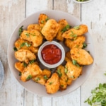 a plate of chicken nuggets