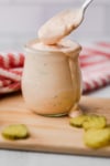 The sauce in a jar.