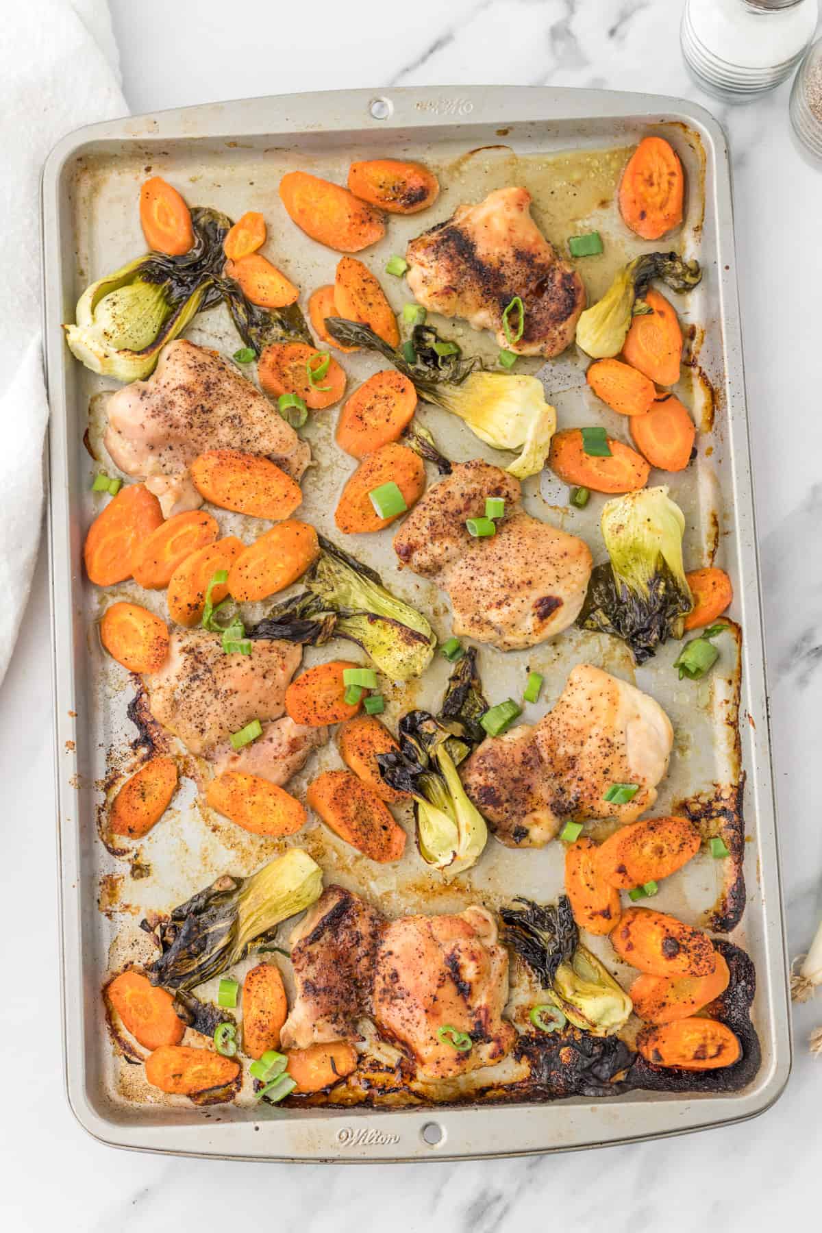 completed recipe on a sheet pan