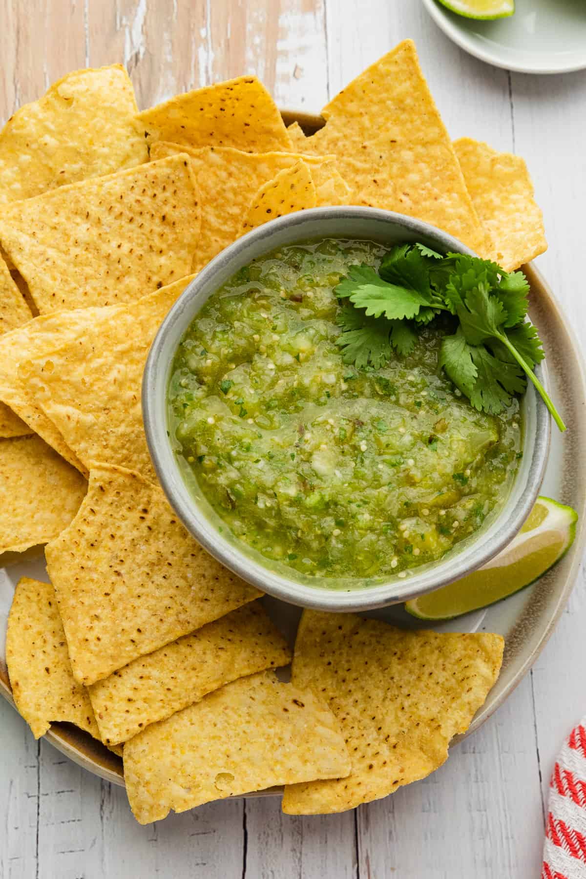 a bowl of abuelos salsa with chips