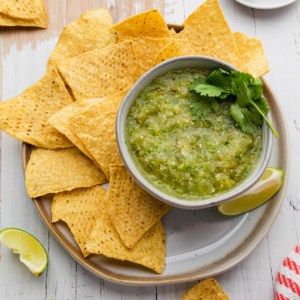 abuelos salsa in a bowl with chips