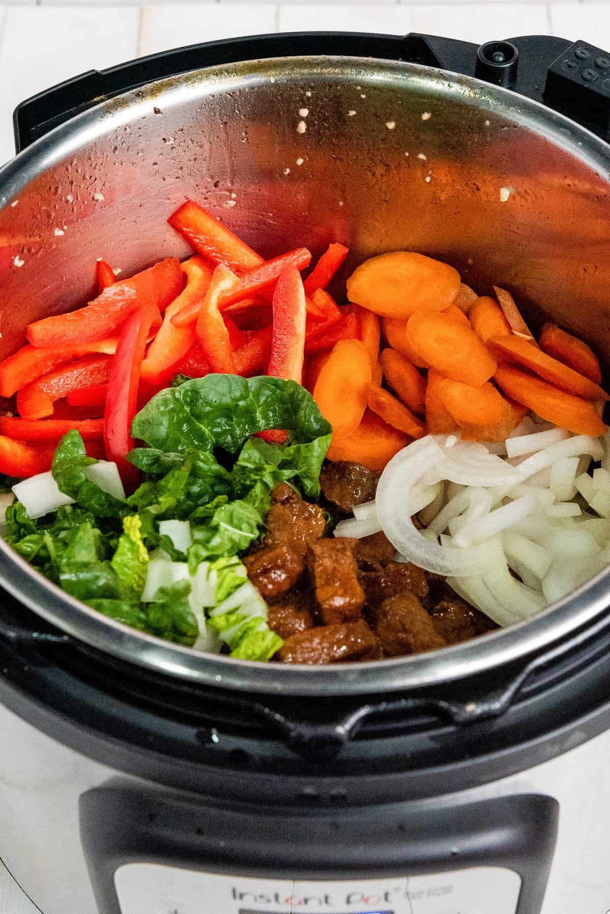 veggies added to an instant pot