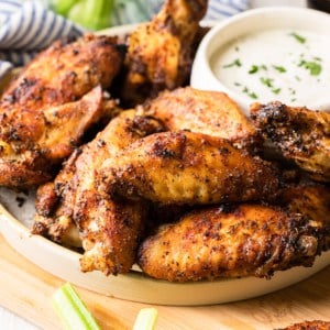 A plate of Louisiana rub chicken wings.