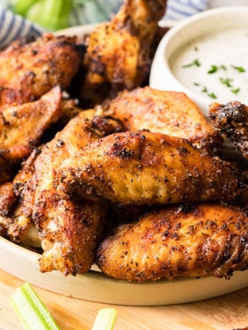 A plate of Louisiana rub chicken wings.