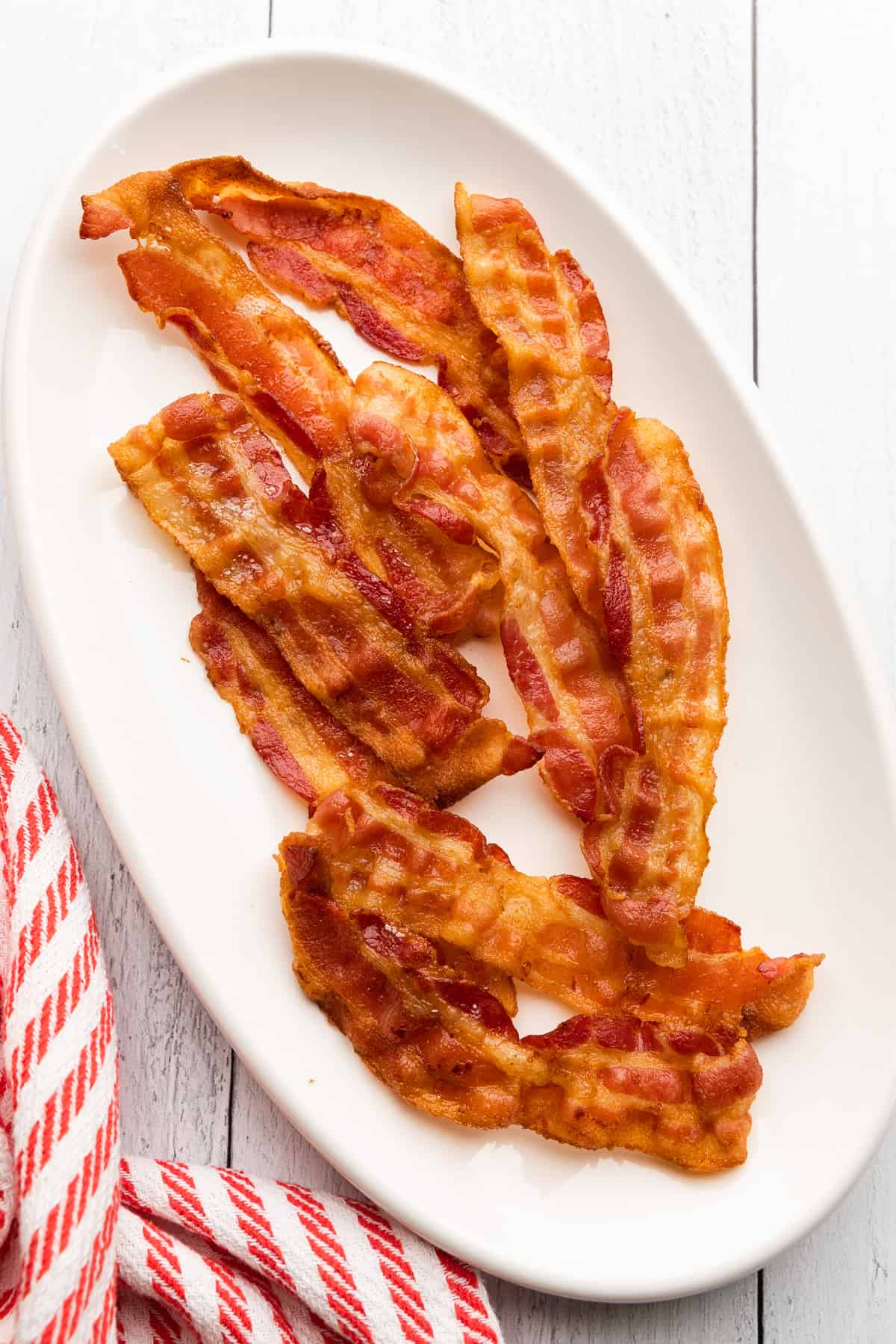 a platter of air fried bacon