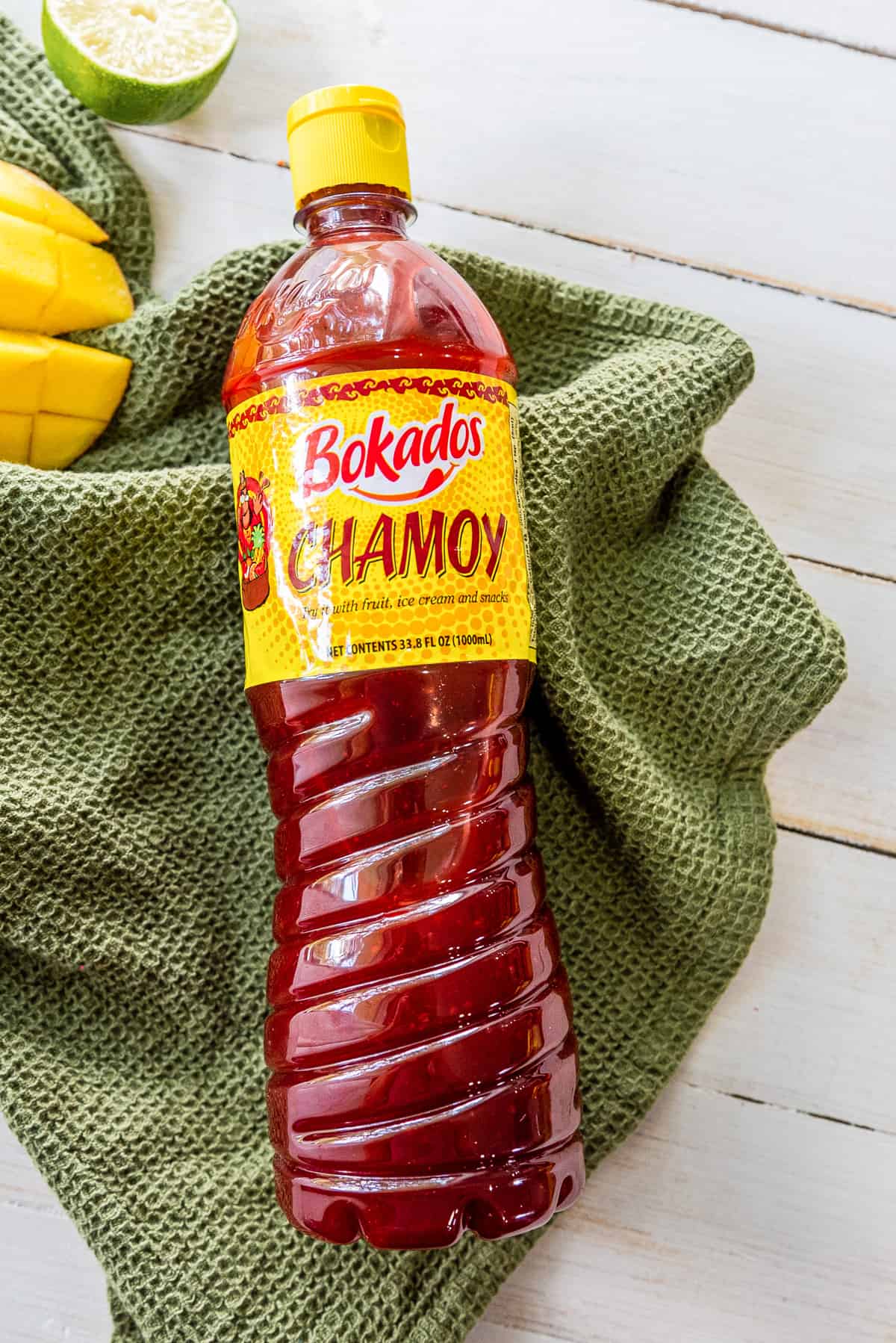 a bottle of store bought chamoy sauce
