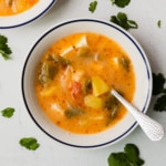 the complete caldo de queso recipe served in a bowl