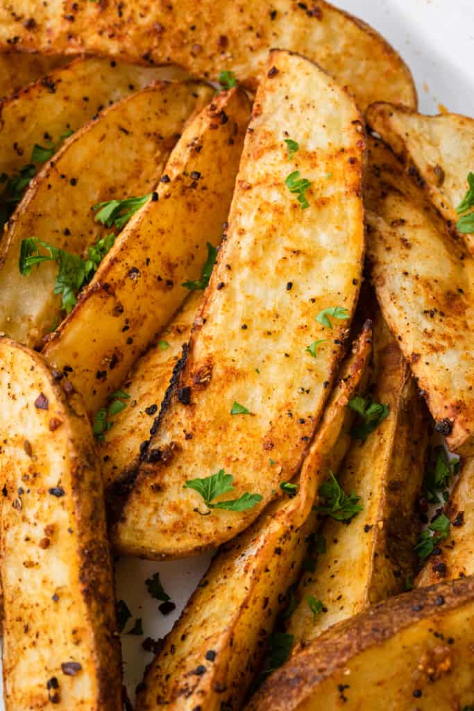 crispy homemade air fryer steak fries completed and ready to eat