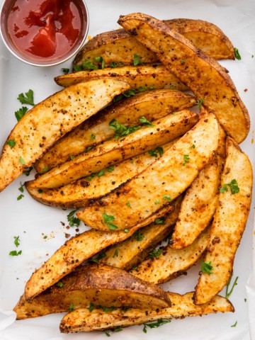 a serving of steak fries made in an air fryer