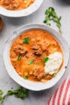 instant pot lasagna soup in a bowl ready to eat