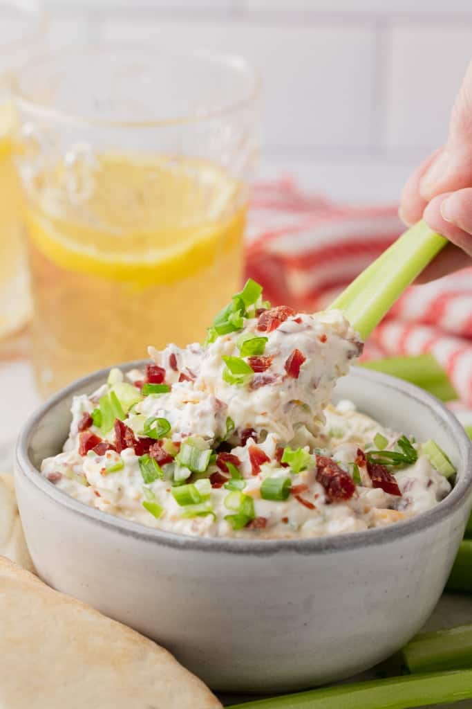 a cream cheese based dip with celery