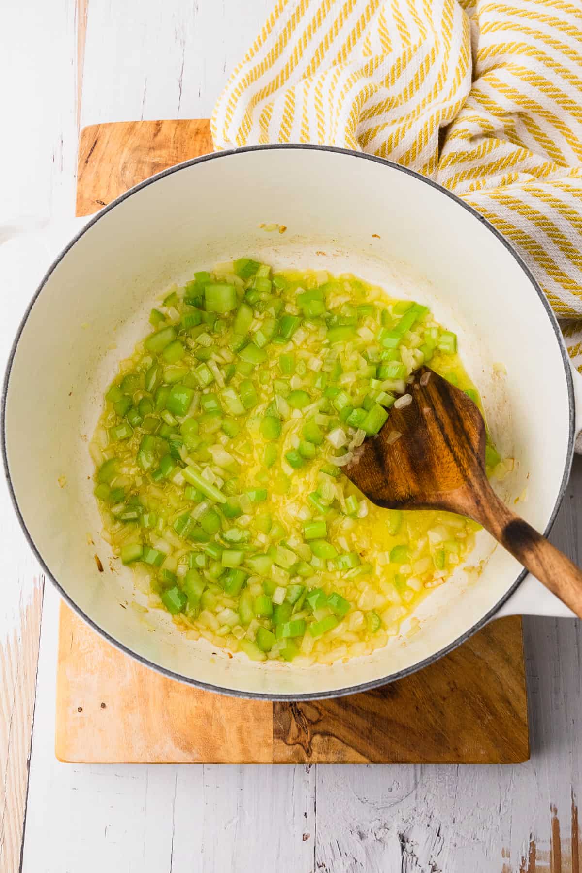 cooking onions and celery