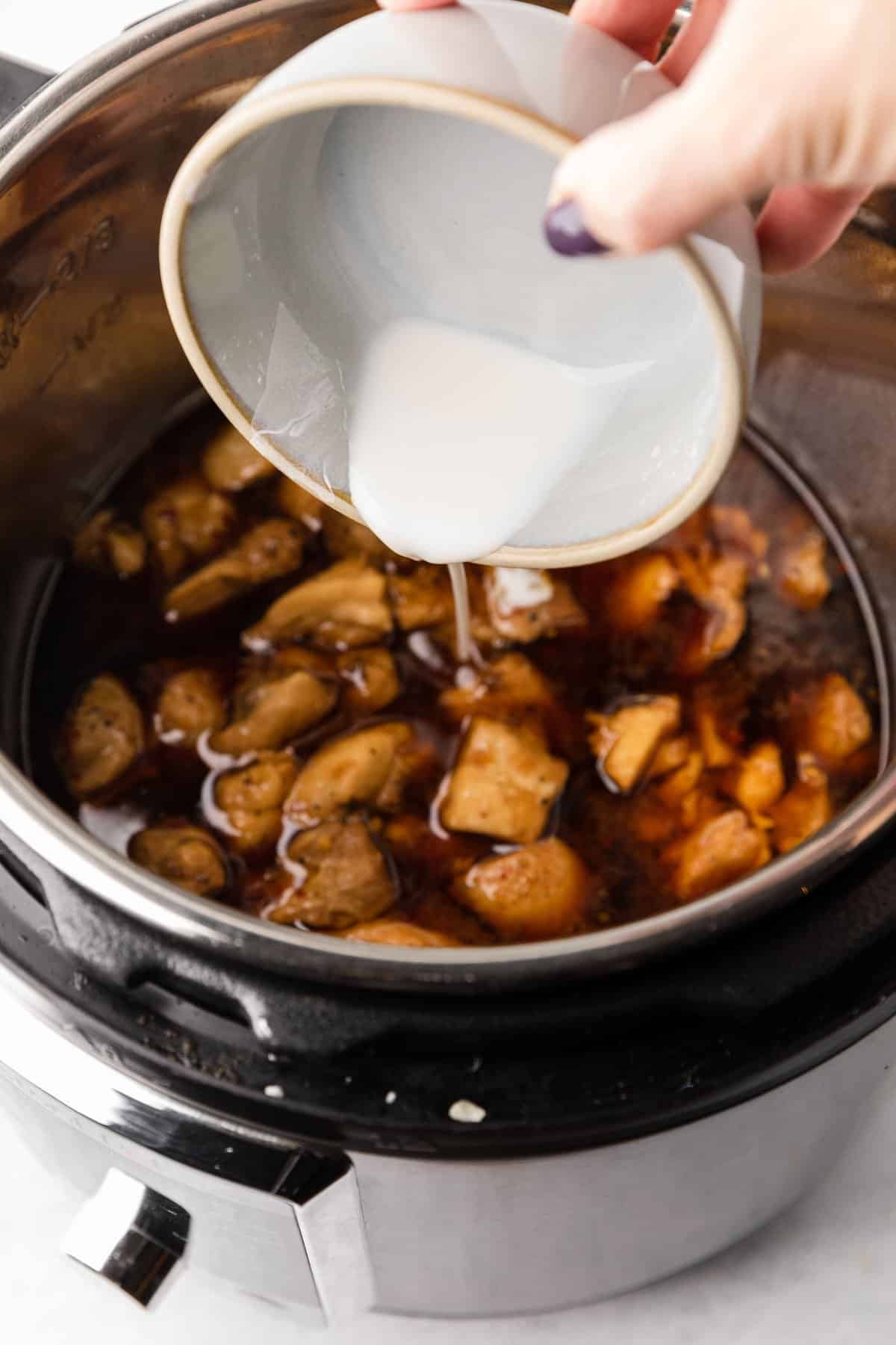 adding a cornstarch slurry to the recipe