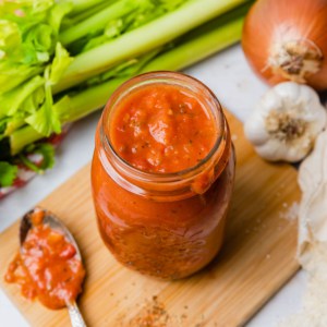 cajun red gravy in a mason jar