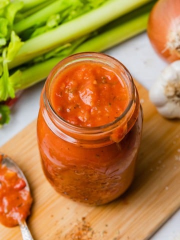 cajun red gravy in a mason jar