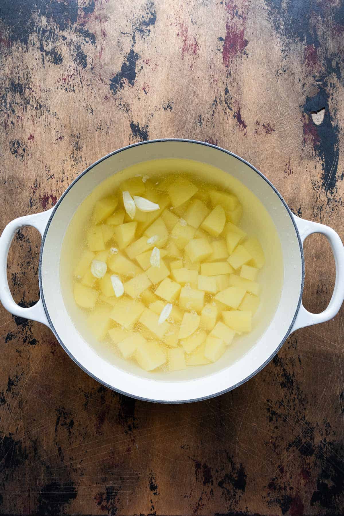 preparing the potatoes for boiling