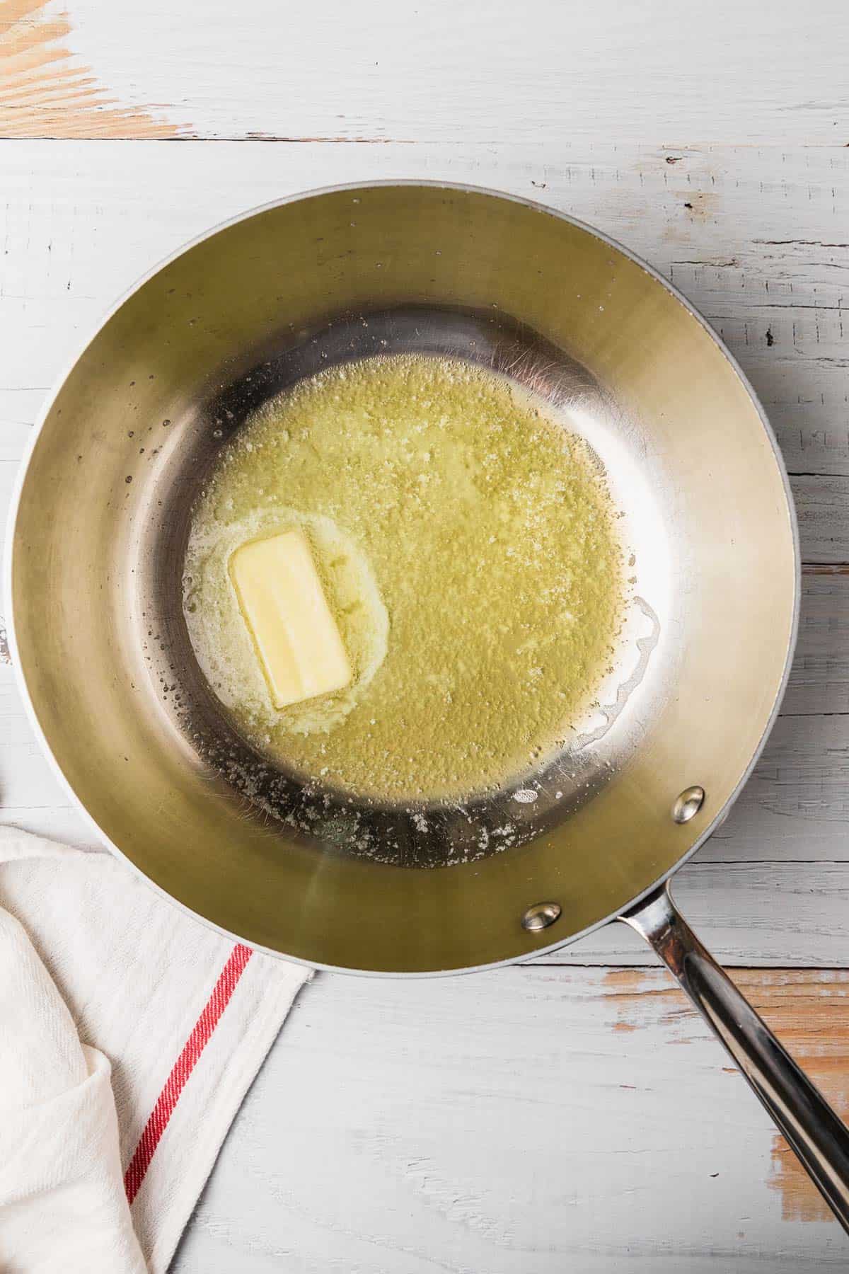 melting butter to make the recipe