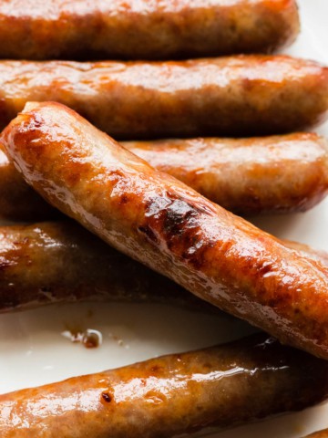 a breakfast sausage link cooked in an air fryer