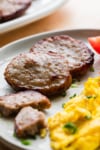 cooked sausage patties on a plate