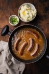 the completed bangers and mash recipe