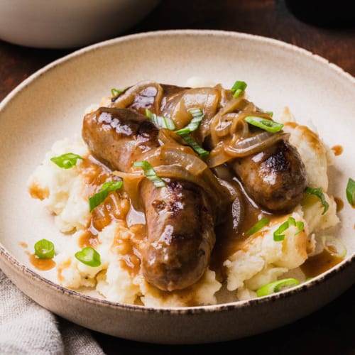 Irish Bangers and Mash with Guinness Onion Gravy The Travel Palate