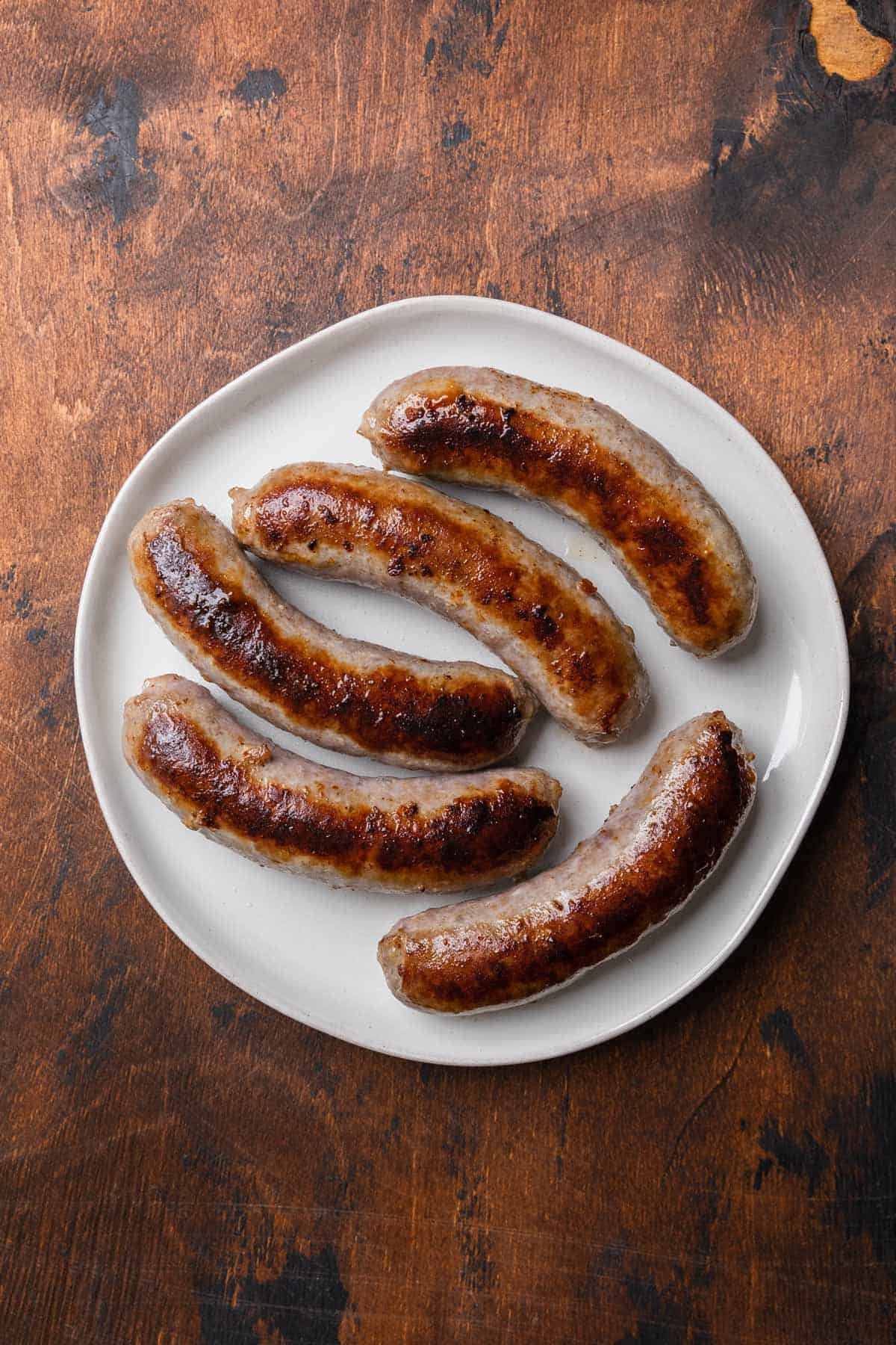 cooked bratwurst on a plate