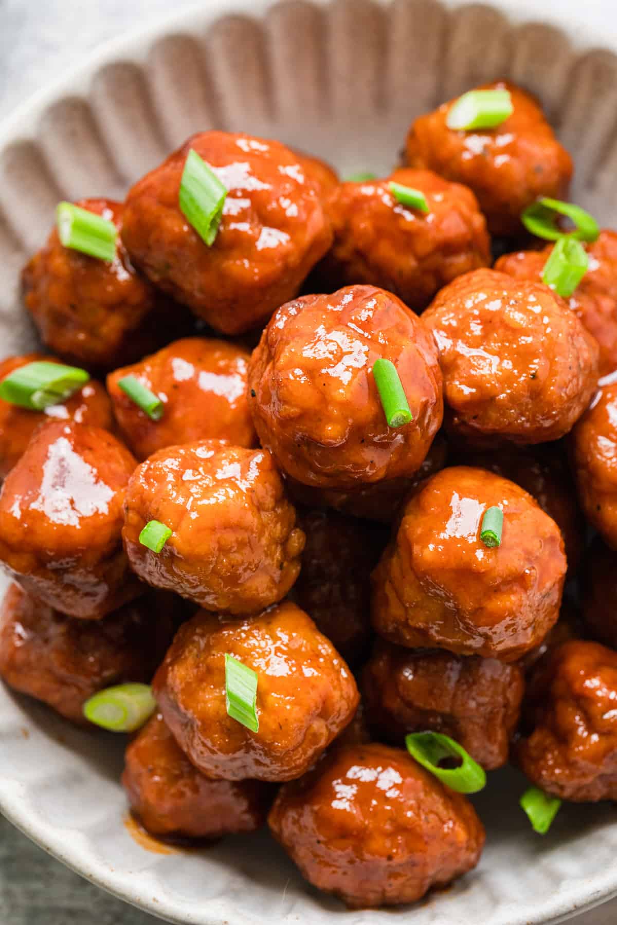 The completed instant pot grape jelly meatballs.