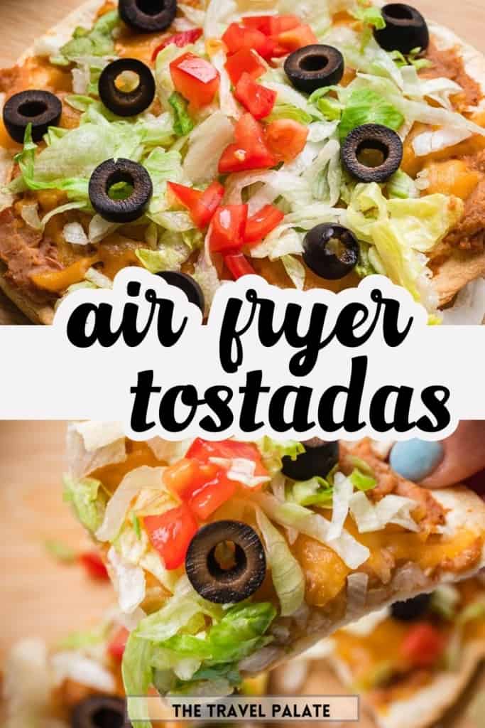 the completed recipe of air fryer tostadas pin image