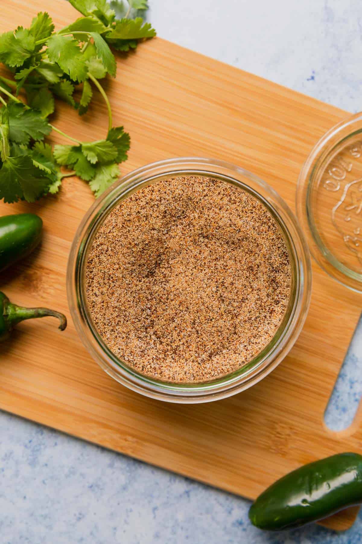 homemade fajita seasoning in a jar