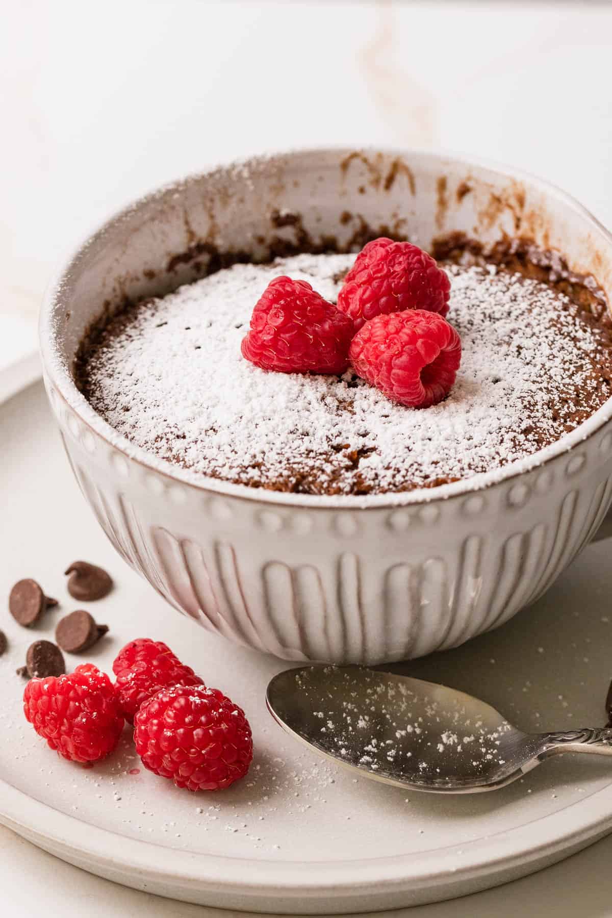 the completed mug lava cake recipe