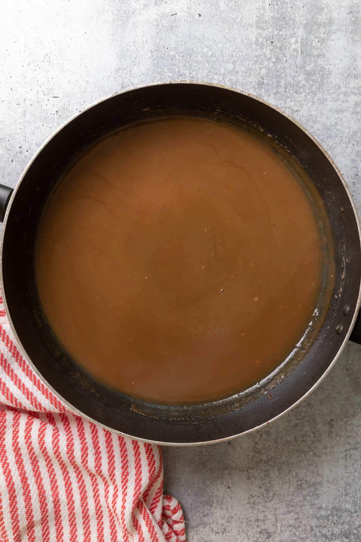 making the gravy in the skillet