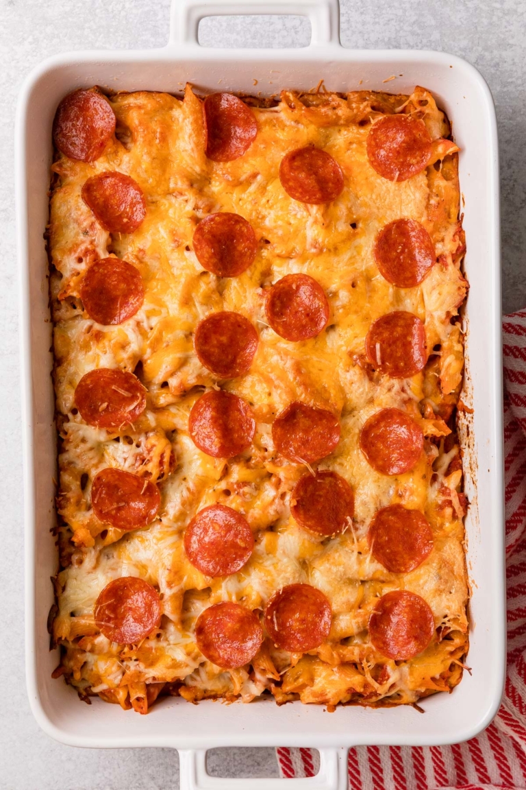 Family Favorite Easy Pepperoni Pizza Casserole Recipe The Travel Palate