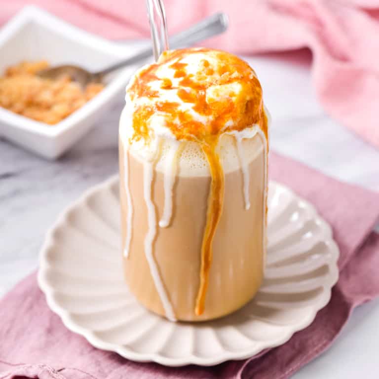 Caramel Ribbon Crunch Frappuccino Starbucks Copycat - The Travel Palate