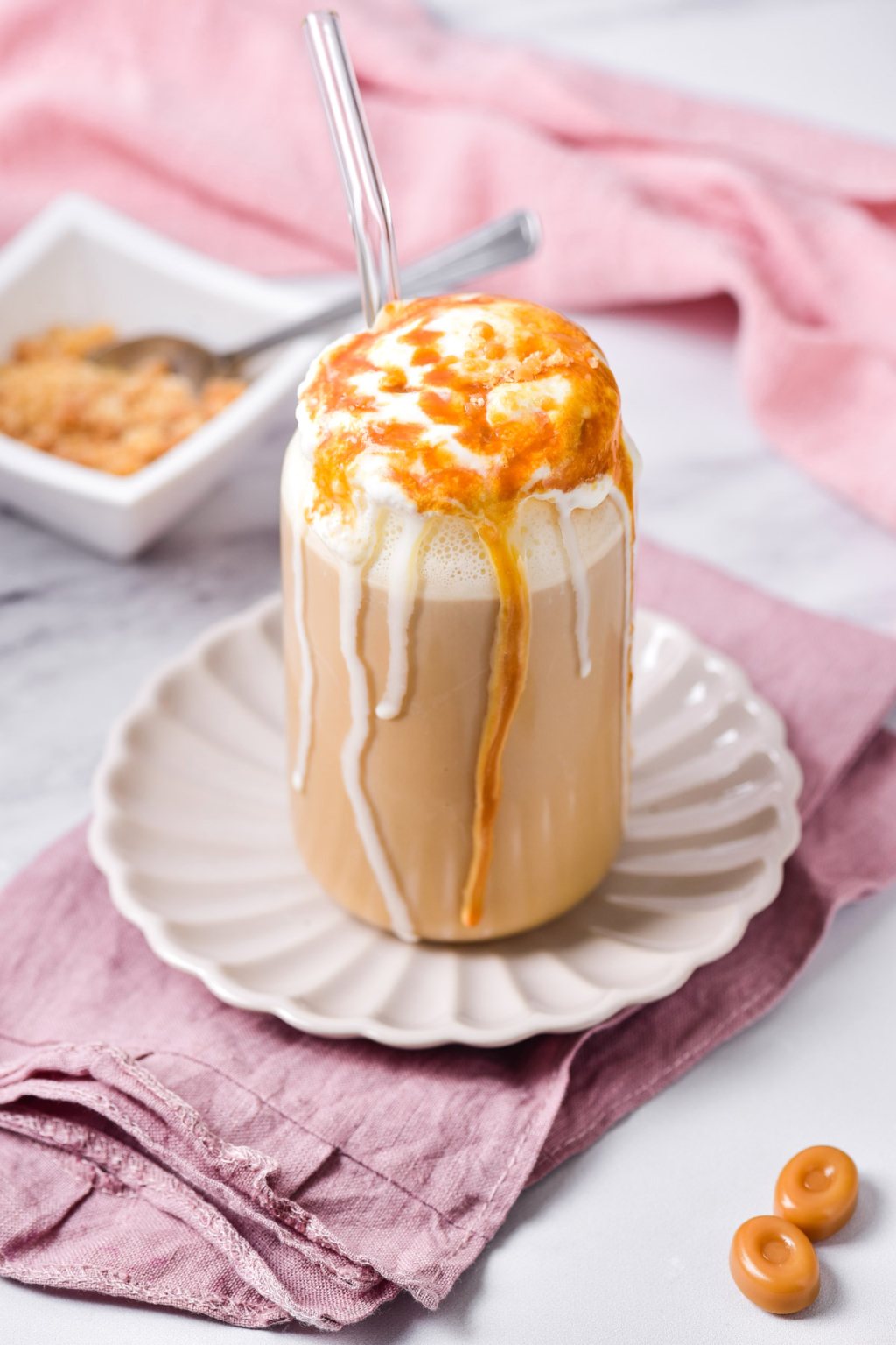 Caramel Ribbon Crunch Frappuccino Starbucks Copycat - The Travel Palate