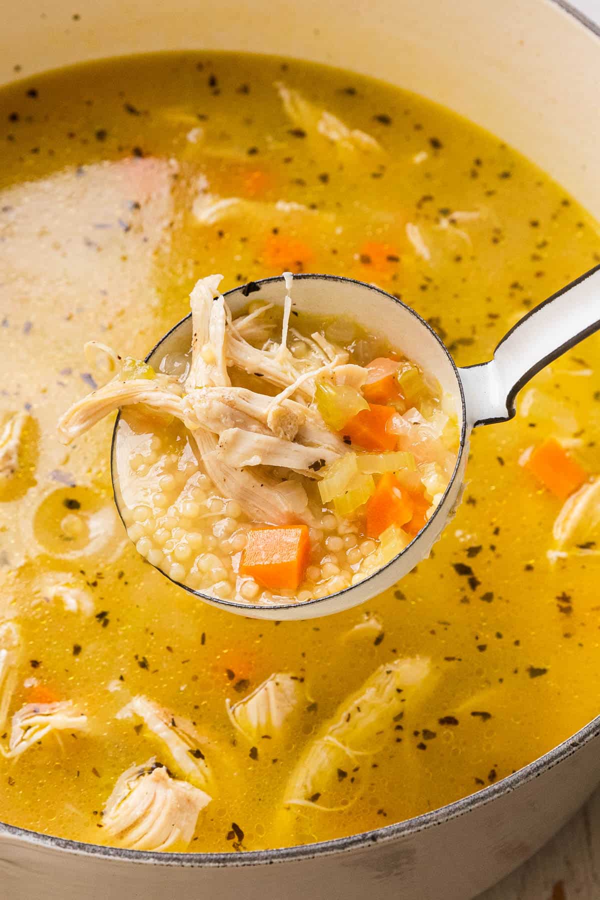A ladle of soup.