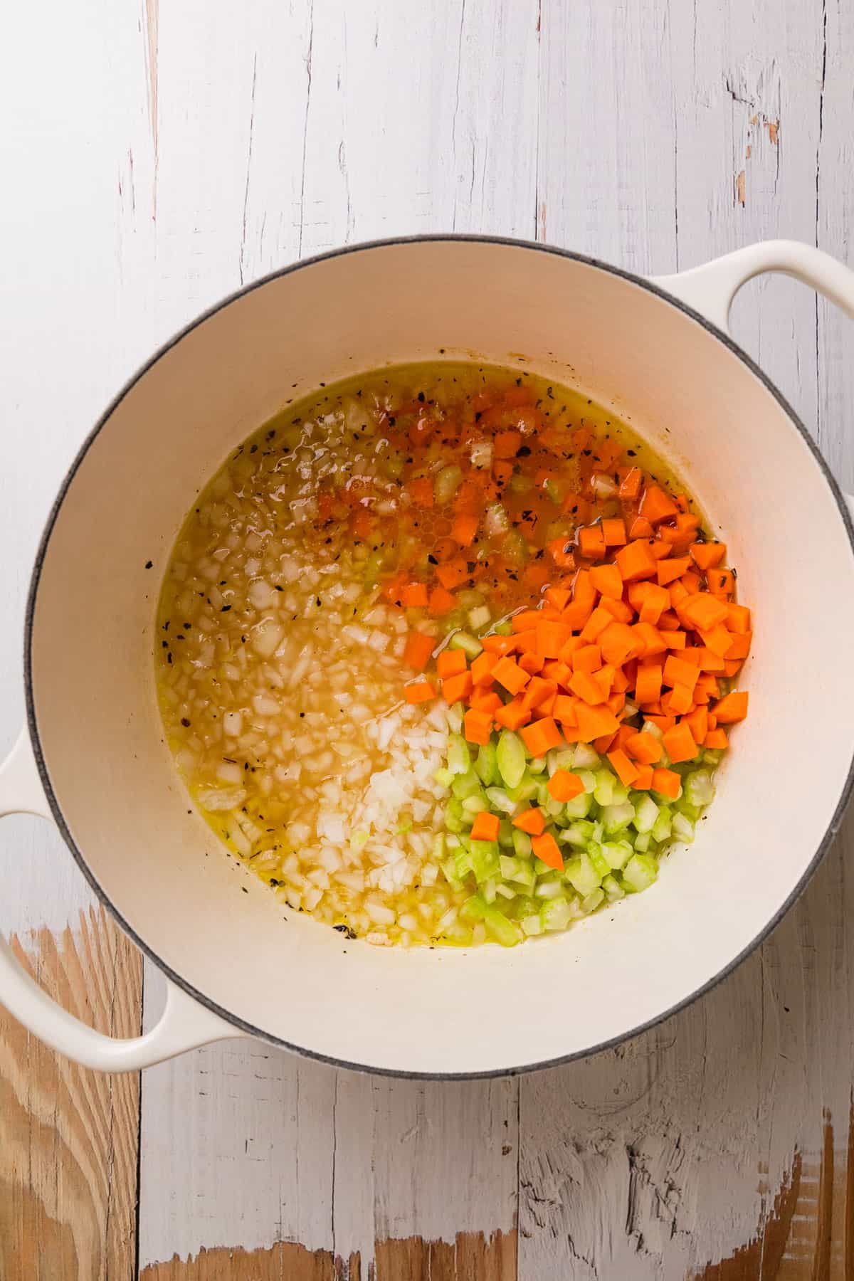 cooking chopped vegetables 