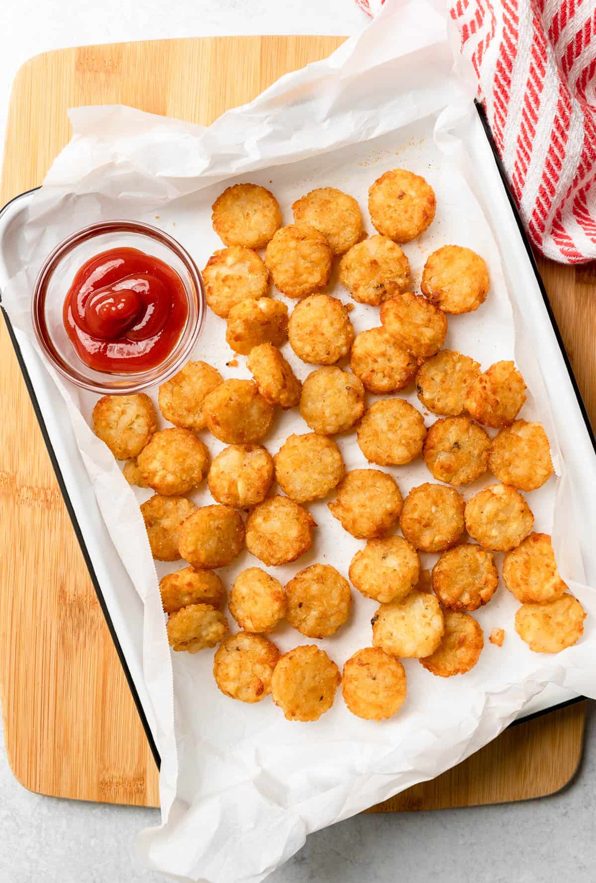 the completed tater crowns on a tray