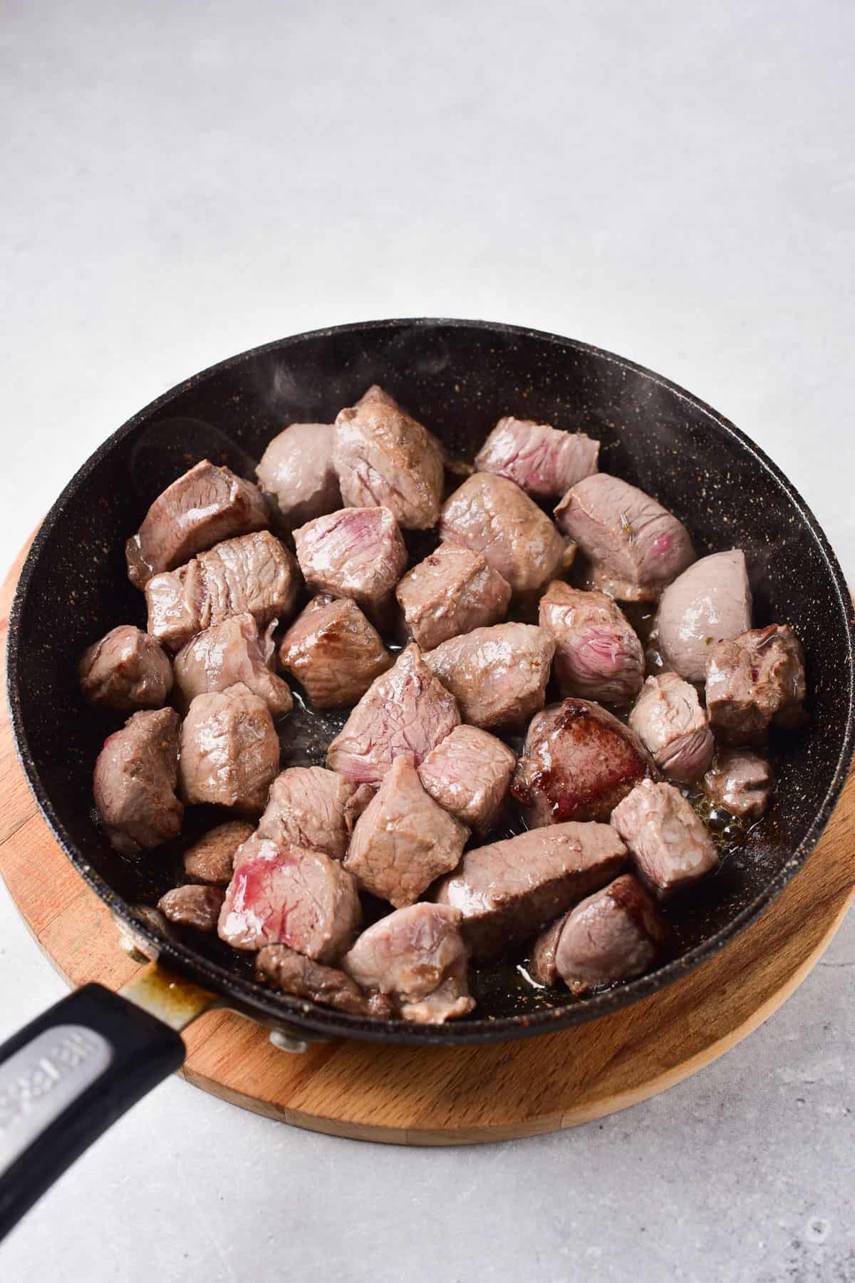 browning venison meat pieces