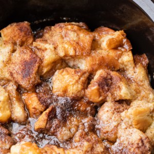 A french toast casserole made in a crockpot.