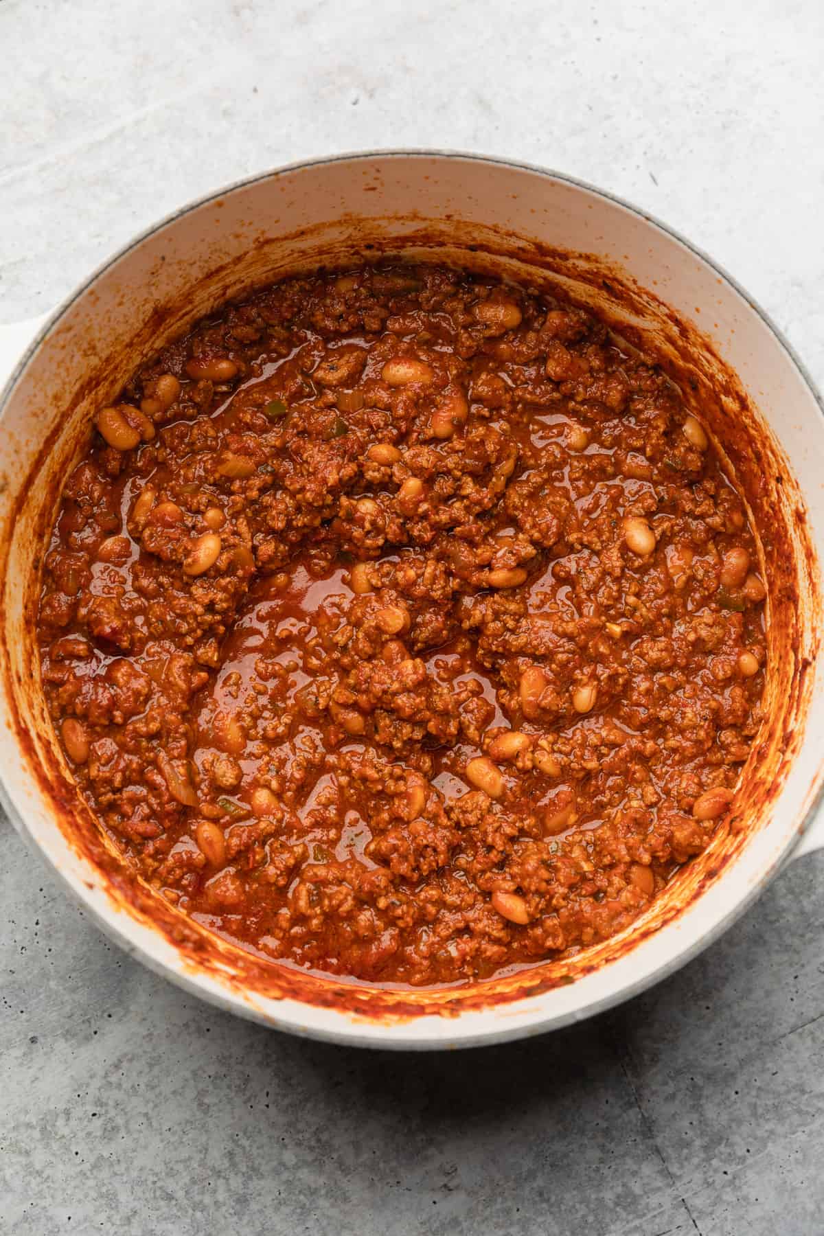 Cooking the chili.