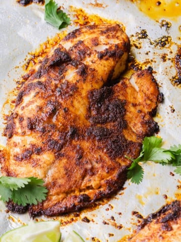 Baked blackened tilapia.