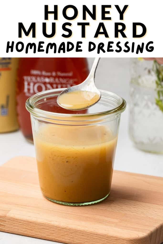 Honey mustard dressing recipe pinable image.